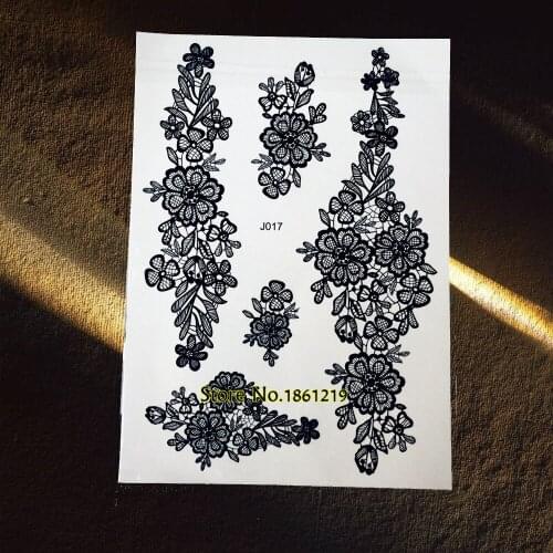 25 Style Classic Black Lace Henna Flower Arm Tattoo Waterproof Women Wedding Bride Body Art Tatoo Fake Temporary Tattoo Stickers