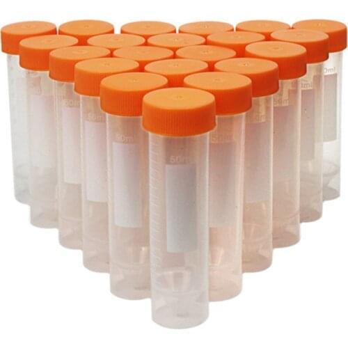 30 pcs 50ml Flat-Bottom Plastic Graduated Vial Tube with Screw Cap