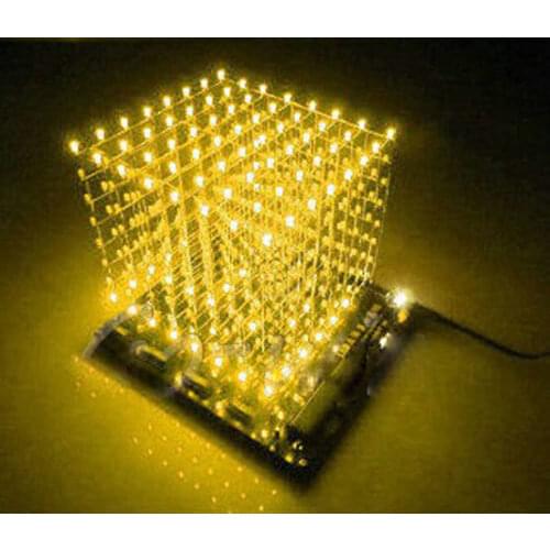 3D Light Squared DIY Kit 8x8x8 3mm LED Cube Yellow Ray LED diy electronics