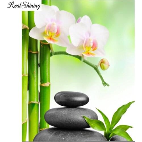3d cross stitch diamond painting Cobblestone bamboo Flowers Spring Still life,diamond embroidery full square round drill F281