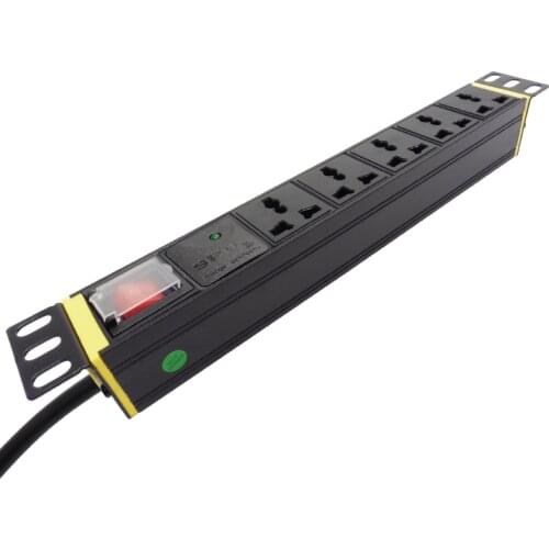 5 AC PDU Power Strip Aluminum alloy Cabinet Double Break Switch AC OUTLET Universal Socket