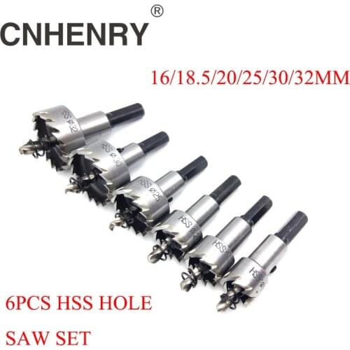 Free Shipping 6pcs 16/18.5/20/25/30/32mm HSS Drills Bit Hole Saw Cutter Set Cuttting Stainless Steel Metal For Power Tools