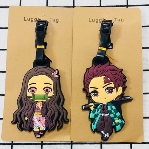 LISM Kimetsu no Yaiba Anime Travel Accessories Luggage Tag Suitcase ID Address Portable Tags Holder Baggage Label New