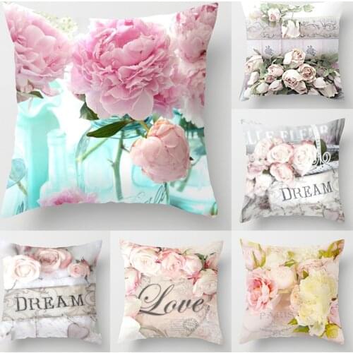 Velvet Cushion Cover Pillowcase American Country Rose Mediterranean Pillow Case Decor Sofa Throw Pillows Room Pillow Cover Decor