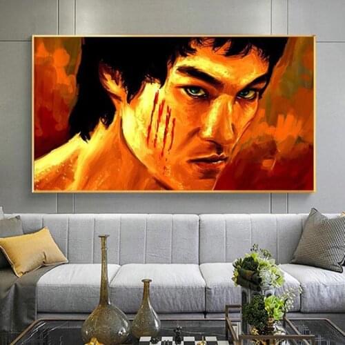 Bruce Lee Canvas Painting Chinese Kung Fu Movie Star Posters And Prints Wall Art Pictures for Living Room Home Decoration