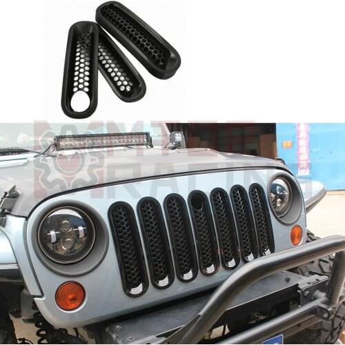 Black Mesh Grille Inserts Cover Key Lock Hole For Jeep Wrangler JK 2007 2008 2009 2010 2011 2012 2013 2014 2015 2016 2017