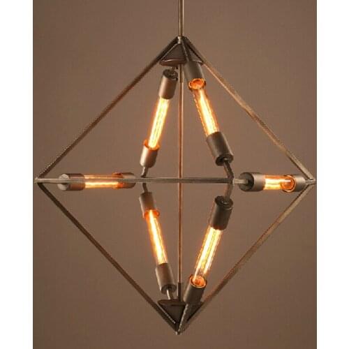 Design lamp pendant lighting Industrial Rhombus hanging lamps for dining room Vintage Edison droplight iron retro pendant lights