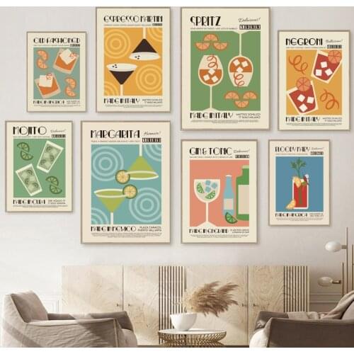 Gin Tonic Spritz Espresso Martini Cocktail Wall Art Prints Canvas Painting Nordic Posters Wall Pictures For Living Room Decor