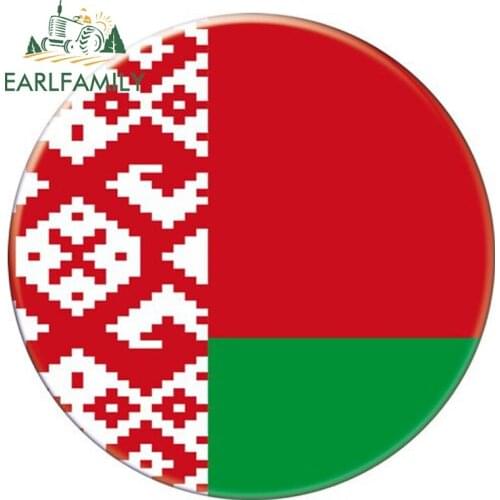 EARLFAMILY 13cm x 13cm Moto Bike Suitcase Laptop Flag Round Belorussian Decal Car Sticker Waterproof Car Styling