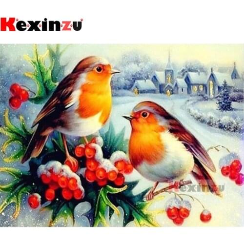 Kexinzu Full 5D DIY Square/Round Drill Diamond Painting "Bird and fruit" 3d Embroidery Mosaic Cross Stitch Decor Gift X0745
