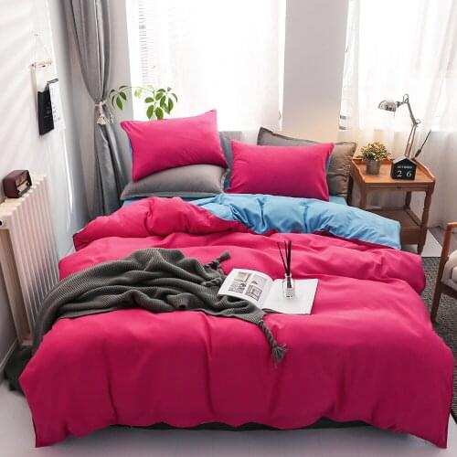 Classic Pure color Bed Linen Bedding Set 3/4pcs Yellow Blue Gray Purple Red color 150x200cm 180x220cm Size Bedclothes