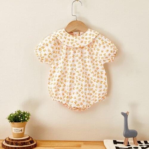 0-2Yrs Baby Jumpsuits 2020 Summer Baby Girls Clothing Korean Style Girls Clothes Cherry Rompers Baby Cute Clothes