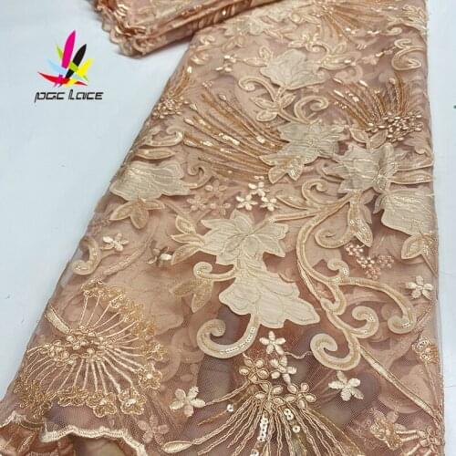 Asoebi Sequins Lace Fabrics Emerald Green Mesh Lace African Fabric Lace with Sequins for Women Wedding Party Dress XZ3236B