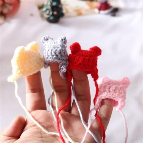 Sale 1:12 Doll Mini Cute Cartoon Ears Knitted Colorful Hats for OB11 Doll Clothes Accessories