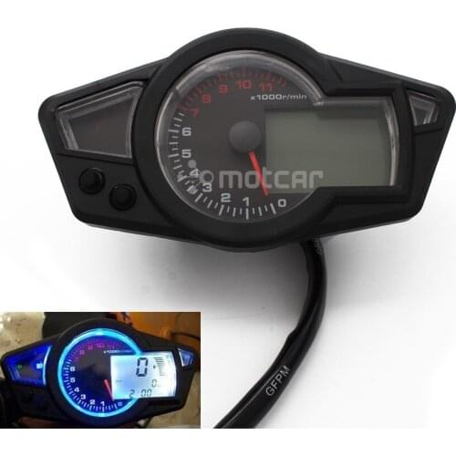 Motorcycle Black ABS + LCD Speedometer Digital Odometer Speedometer Tachometer For 2&4 Cylinders