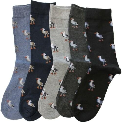 Man Albatross Socks Birds Motif Print Funny Happy Bird Men Sea Chic Style Soft Urban Fun