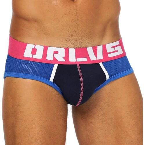 ORLVS Brand 50PC/LOT Wholesale Male Briefs Men Underwear Breathable Nylon Quick Dry Male Panties Cueca Tanga Comfortable Briefs