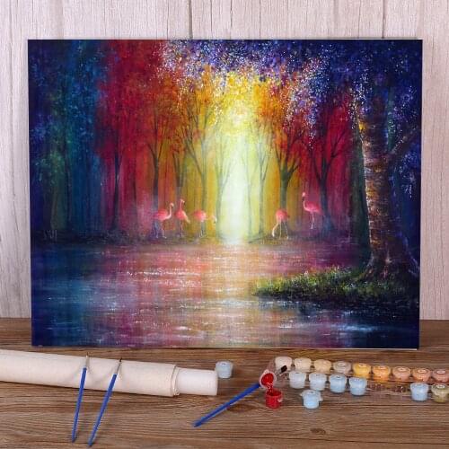 Natural Scenery Flamingo est DIY Painting By Numbers Kit Oil Paints 50*70 Boards By Numbers Home Decoration Drawing