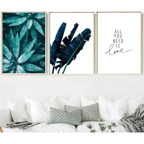 Green Tropical Plant Leaves Wall Art Canvas Prints Nordic Posters And Prints Canvas Painting Wall Pictures For Living Room Decor