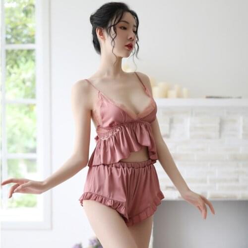 Sexy Pajamas Set Womens Strap Top Short Pants Negligee Suit V-Neck Sleeveless Gown Nightgown Summer Sleepwear Sleepshirts Robes