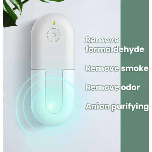 Portable Negative Ion Air Purifier Mini Odor Deodorizer Ionizer LED Lamp Dust Odor Smoke Formaldehyde Removal for Toilet Room