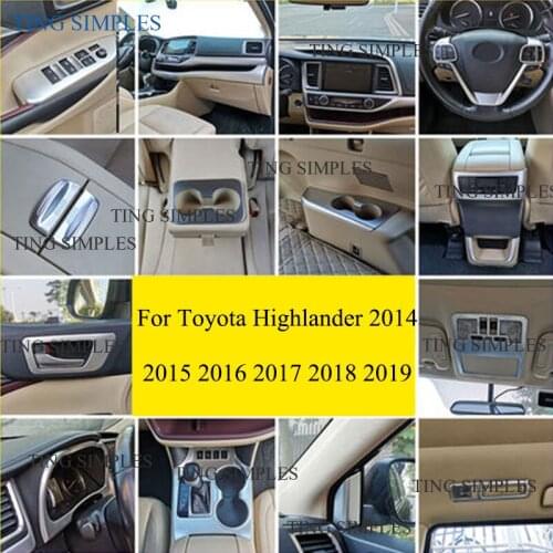 Senzeal Highlander Interior Decoration ABS Chrome All Car Interior DIY Kit For Toyota Highlander 2014 2015 2016 2017 2018 2019
