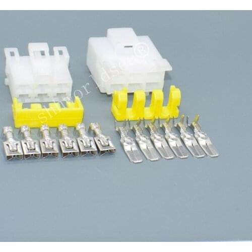 Shhworldsea 6 Pin 6.3mm 7122-6060 7123-6060 Female Male 6.3mm Auto Socket Electrical Wiring Cable Connector Plugs