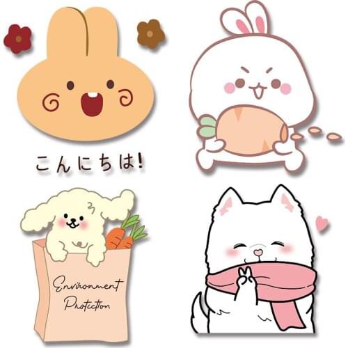 Rabbit Cute animal DIY Appliques Patches for clothing Heat Transfer PVC Patch Custom Cheap Ironing stickers Chest badges