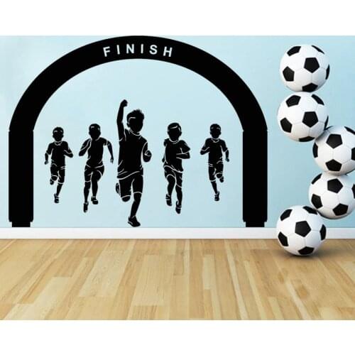 Kids Nursery Wall Sticker Sports Competition Vinyl Decal Running Sport Murals Personality Childs Room Decor Winner Gate O160