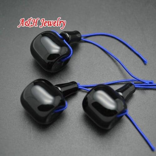 High Quality Natural Black Stone Muzhu Tibetan Buddhism Jewelry Connections DIY Guru Beads For Jewelry Making 5set/lot