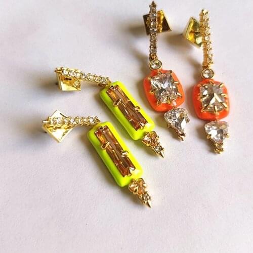 European and American style jewelry fashion long color enamel glaze crystal earrings earrings women