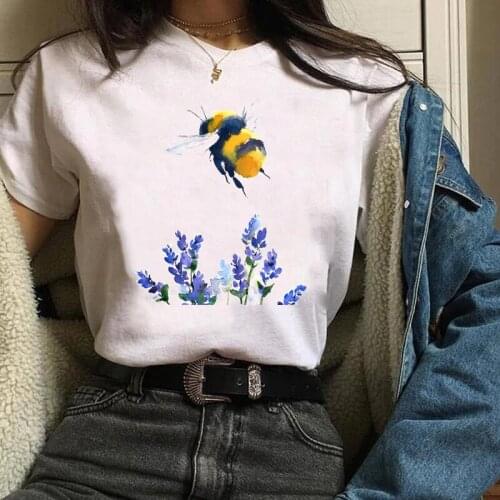 Women Print Graphic Bee Fashion Trend Watercolor 90s Style Printing Clothes Lady Tees T Shirt Tops Female Womens T-Shirt