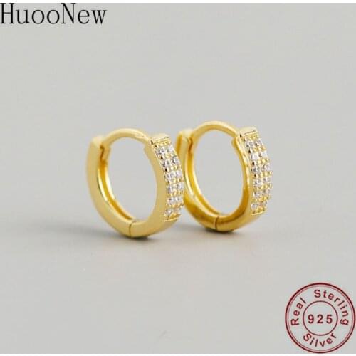 925 Silver Gold Color Golden Round ARC Geometric Stone Hoop Earring For Women Pendientes Brinco Boucle D’oreil Oorbellen 2020