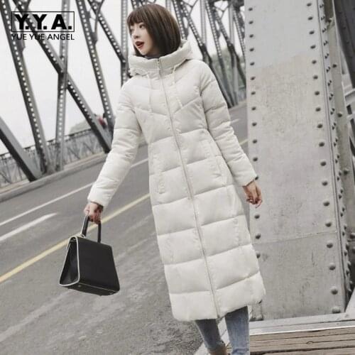 Winter White Grey Hooded Long Jacket Women Plus Size 6XL Thick Warm Casual Overcoat Cap Windbreaker Maxi Parkas Coat Jaqueta