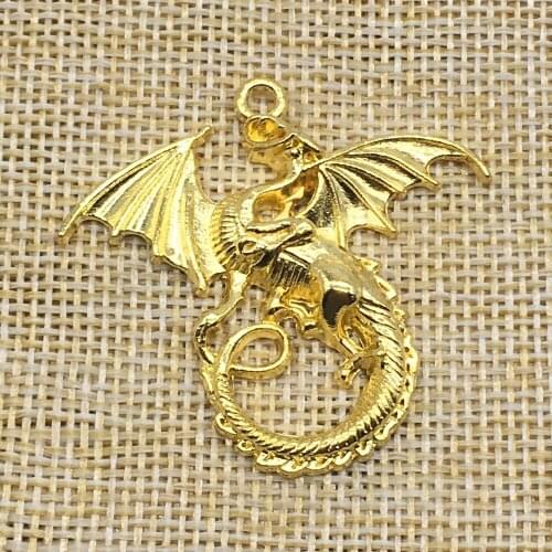 10Pcs Dragon Charms Gold Color DIY Jewelry Making Handmade Crafts