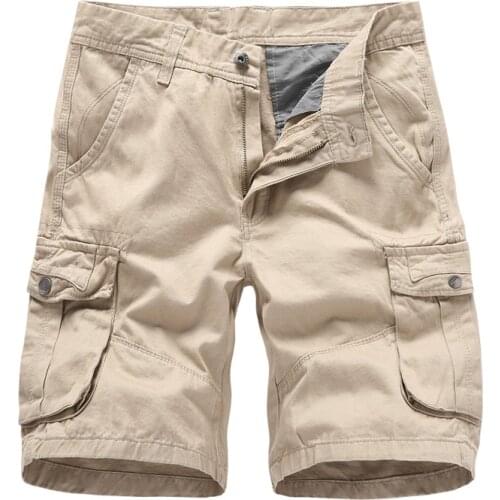 2020 Summer Mens Multi Pocket Military Cargo Shorts Male Cotton Green Mens Casual Tactical Shorts Short Pants No Belt