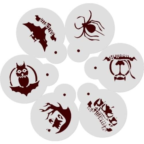 6pcs Halloween coffee pvc Layering Stencils for DIY Scrapbooking/photo album Decorative Embossing DIY Paper Cards Crafts