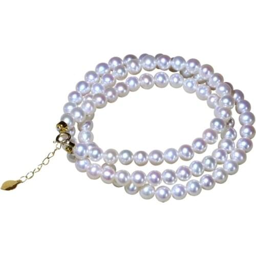 8mm white Natural pearl necklace gold clasp extend chain freshwater pearl Woman Jewelry 35cm 43cm 14'' 17