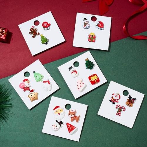 Acrylic Christmas Paper Card Brooch Set Santa Snowman Snowman Hat Cane Elk Lady Child Fun Holiday Brooch Gift