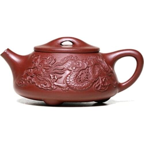 Yixing Purple Clay Tea Pot 230Ml Purple Clay Pile Dragon Boat Stone Ladle Teapot Gong Fu Tea Set Kettle Ceramic