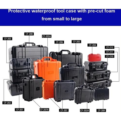 Waterproof Protective safety case Toolbox Equipment suitcase Impact resistant Instrument plastic Tool case with pre-cut foam