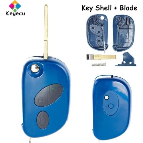 KEYECU Flip Remote Car Key Shell Case - 3 Buttons Uncut Blade - FOB for Maserati GranTurismo Quattroporte GranCabrio, RX2TRF937
