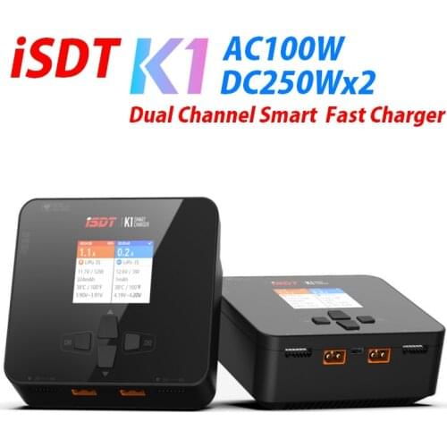 ISDT K1 AC 100W DC 250W/10Ax2 Dual Channel Balance Charger Discharger for Lipo LiFe LiHv Battery