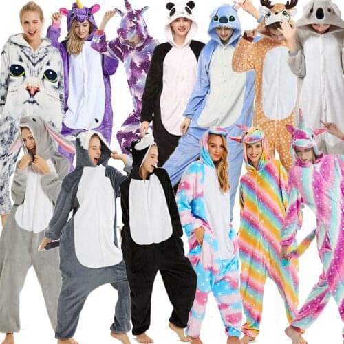 New Unicorn Onesies Unisex Winter Kigurumi Totoro Cartoon Onesie Women Nightwear Anime Costumes Adults Flannel Sleepwear Pajamas