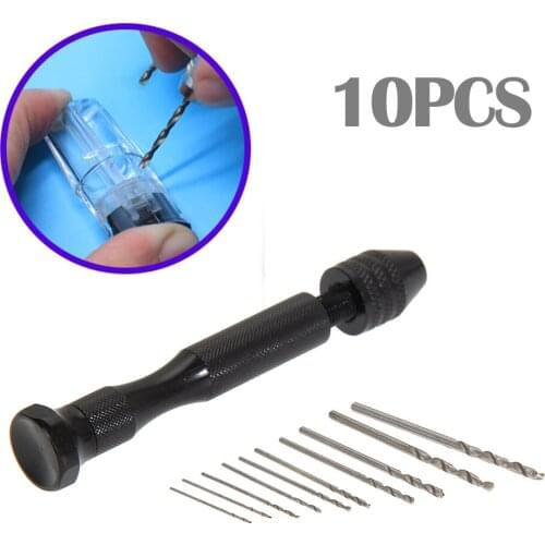 Aluminum Alloy Micro Hand Drill Woodworking Drilling Tool Manual Twist Drill DIY Bit High Speed with Keyless Chuck