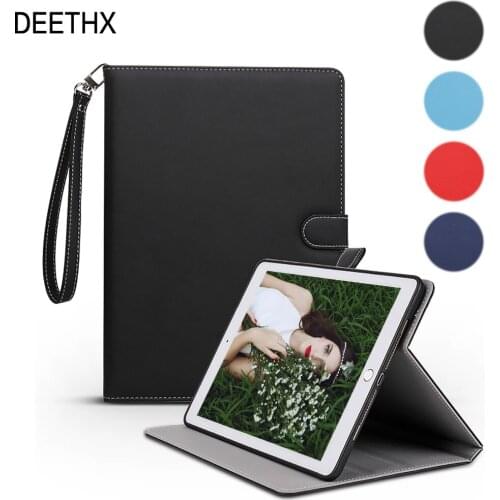 Fashion case for new ipad 2017 2018 9.7 inch/Air 2/Air/Pro 9.7 PU surface+TPU soft back+hand strap Holder sleep/wake Smart Cover