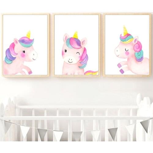 Cartoon Unicorn Rainbow Cloud Stars Nordic Posters And Prints Wall Art Canvas Painting Nursery Wall Pictures For Kids Room Decor