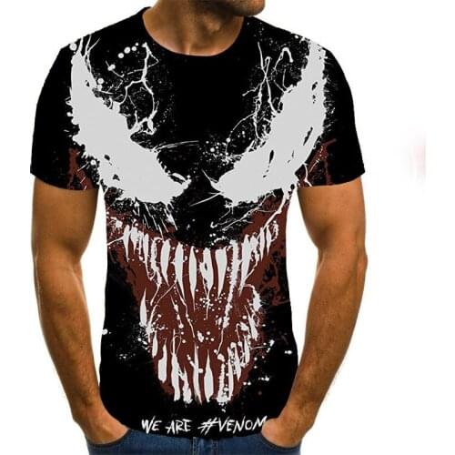 Marvel 2021 New Mens Summer Venom 3D Print T-shirt O-neck Short Sleeve T Shirt Casual Loose Hip Hop Kids Funny T Shirts Tops