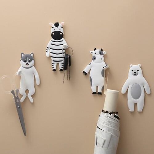 Wall Hanging Hook Cartoon Animals Storage Hook Free Nail Single Wall Hooks Decorative Home Decor Wall Hook Key Hair Pin Holder