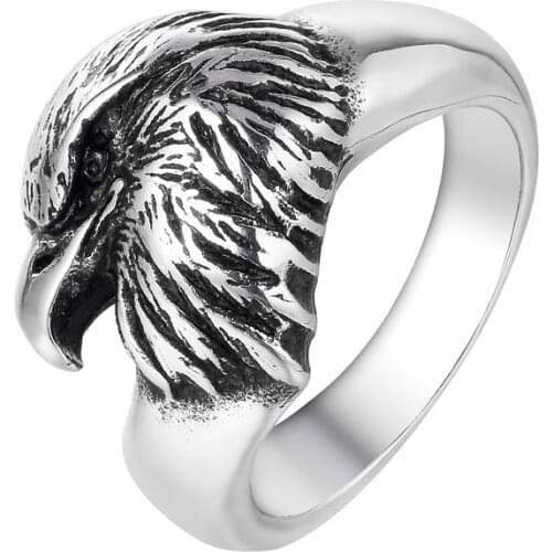 Stainless Steel Men Rings Bald Eagle Punk Rock Hip Hop Personality for Biker Male Boyfriend Jewelry Creativity Gift